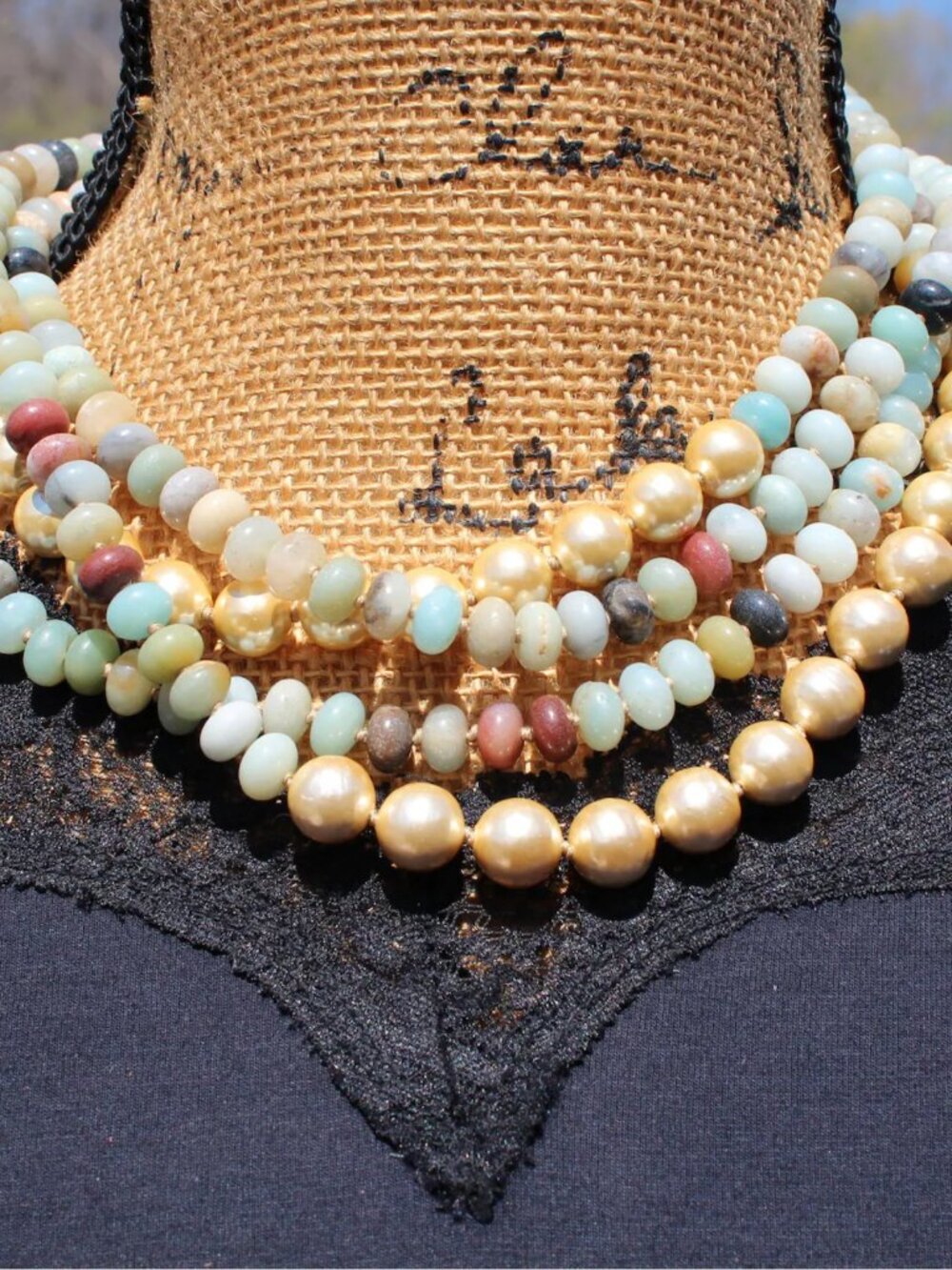 Set of Beaded Hand Knot Fancy Statement Necklaces